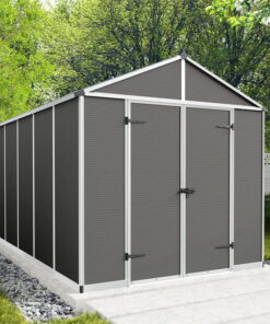 8' x 12' Palram Canopia Rubicon Multi-Wall Premium Dark Grey Plastic Shed (2.37m x 3.77m)