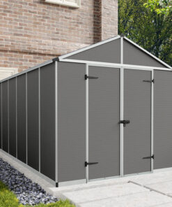 8' x 15' Palram Canopia Rubicon Multi-Wall Premium Dark Grey Plastic Shed (2.37m x 4.53m)