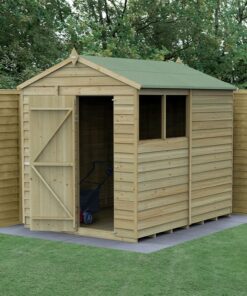 8' x 6' Forest 4Life 25yr Guarantee Overlap Pressure Treated Apex Wooden Shed (2.42m x 1.99m) - Next Working Day Delivery