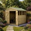 8' x 6' Forest 4Life 25yr Guarantee Overlap Pressure Treated Double Door Apex Wooden Shed - 4 Windows (2.42m x 1.99m)