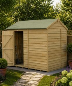 8' x 6' Forest 4Life 25yr Guarantee Overlap Pressure Treated Windowless Reverse Apex Wooden Shed (2.42m x 1.99m)