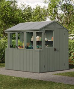 8' x 6' Keter Darwin Green Plastic Potting Shed (2.44m x 1.90m)