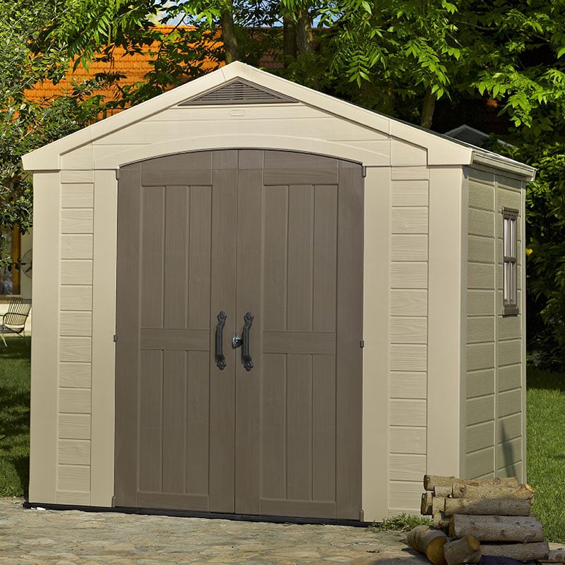 8' x 6' Keter Factor Apex Plastic Garden Shed (2.57m x 1.82m)