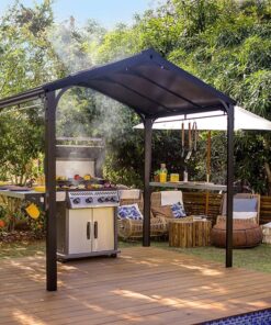 8' x 6' Palram Canopia Austin 2400 BBQ Shelter Gazebo - Black (2.84m x 1.8m)