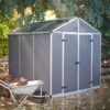 8' x 8' Palram Canopia Rubicon Multi-Wall Premium Dark Grey Plastic Shed (2.37m x 2.29m)