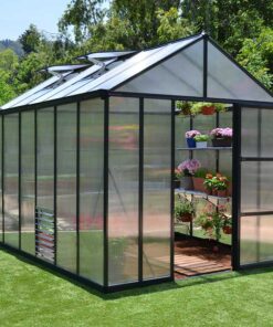 8'x12' Palram Canopia Glory Grey Large Polycarbonate Greenhouse (2.4x3.6m)