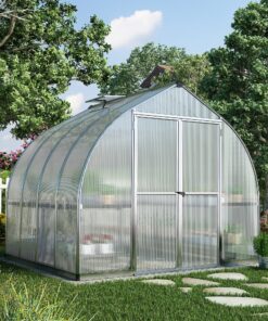 8'x8' Palram Canopia Bella Walk In Silver Aluminium Framed Greenhouse (2.4x2.4m)