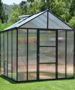 8'x8' Palram Canopia Glory Grey Walk In Polycarbonate Greenhouse (2.4x2.4m)