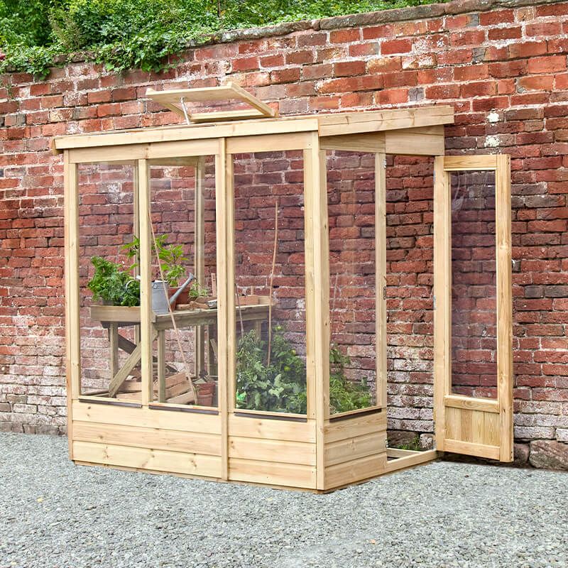 Forest Wallscape 4x6 Lean To Greenhouse with Open Back (1.28m x 1.93m)