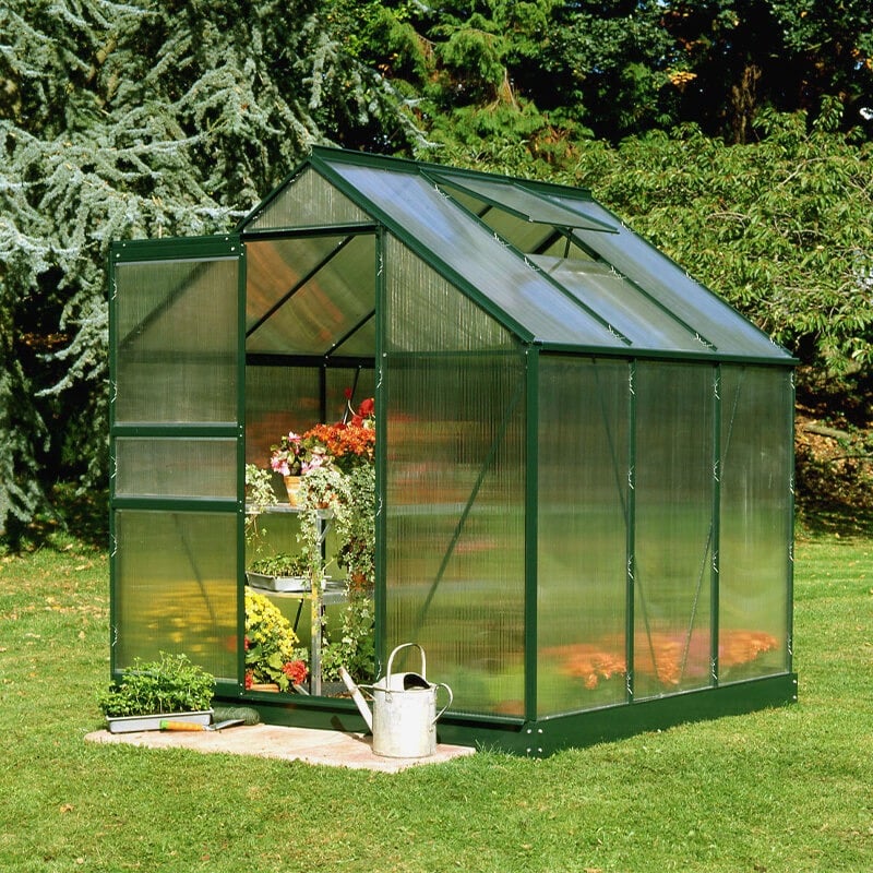 Halls 6x6 Green Frame Polycarbonate Greenhouse
