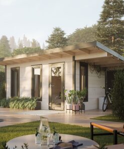 Palmako Grace 4.45m x 3.0m Pent Log Cabin with Canopy (56mm)